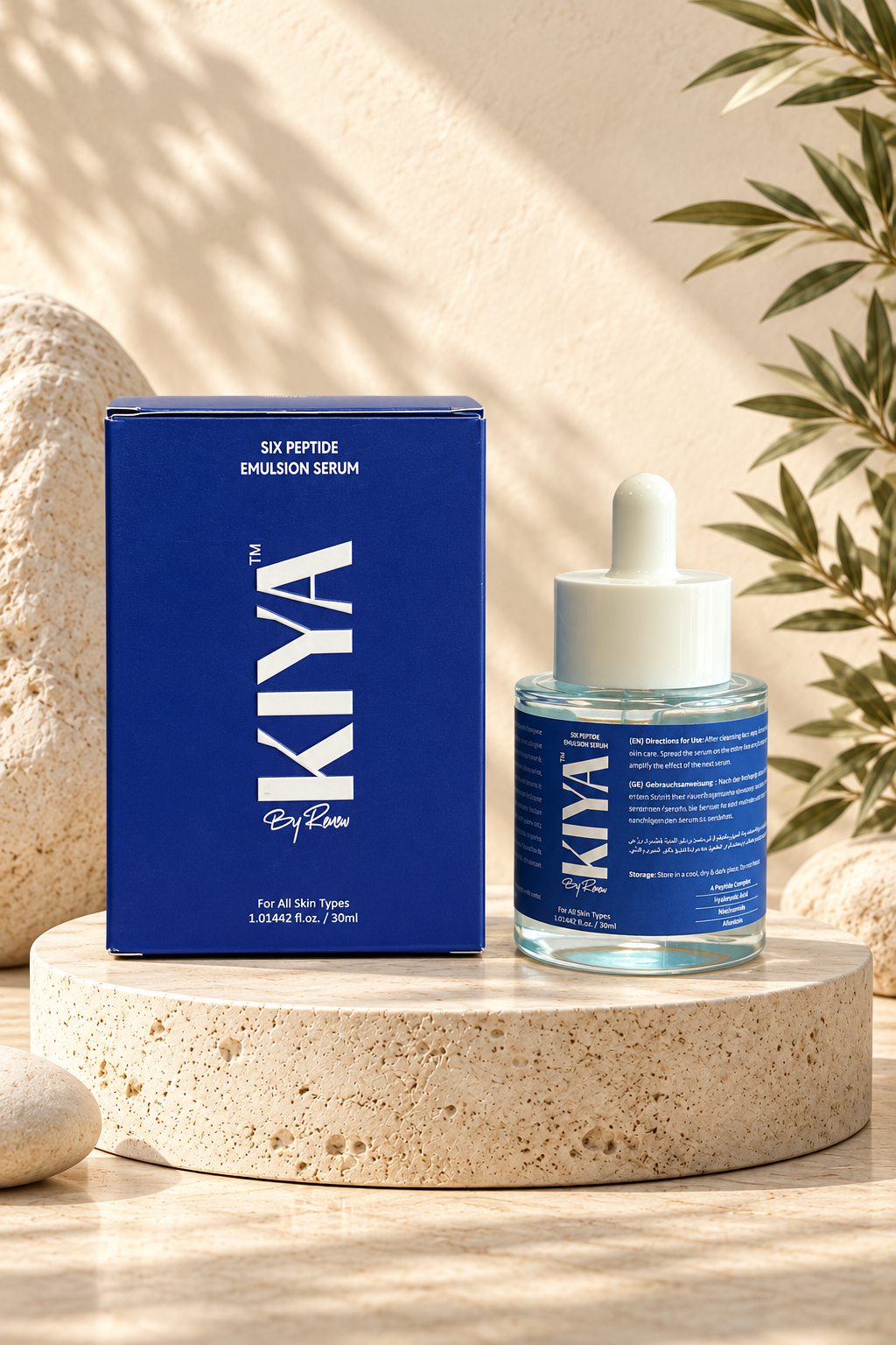 KIYA Six Peptide Emulsion Serum bottle and box