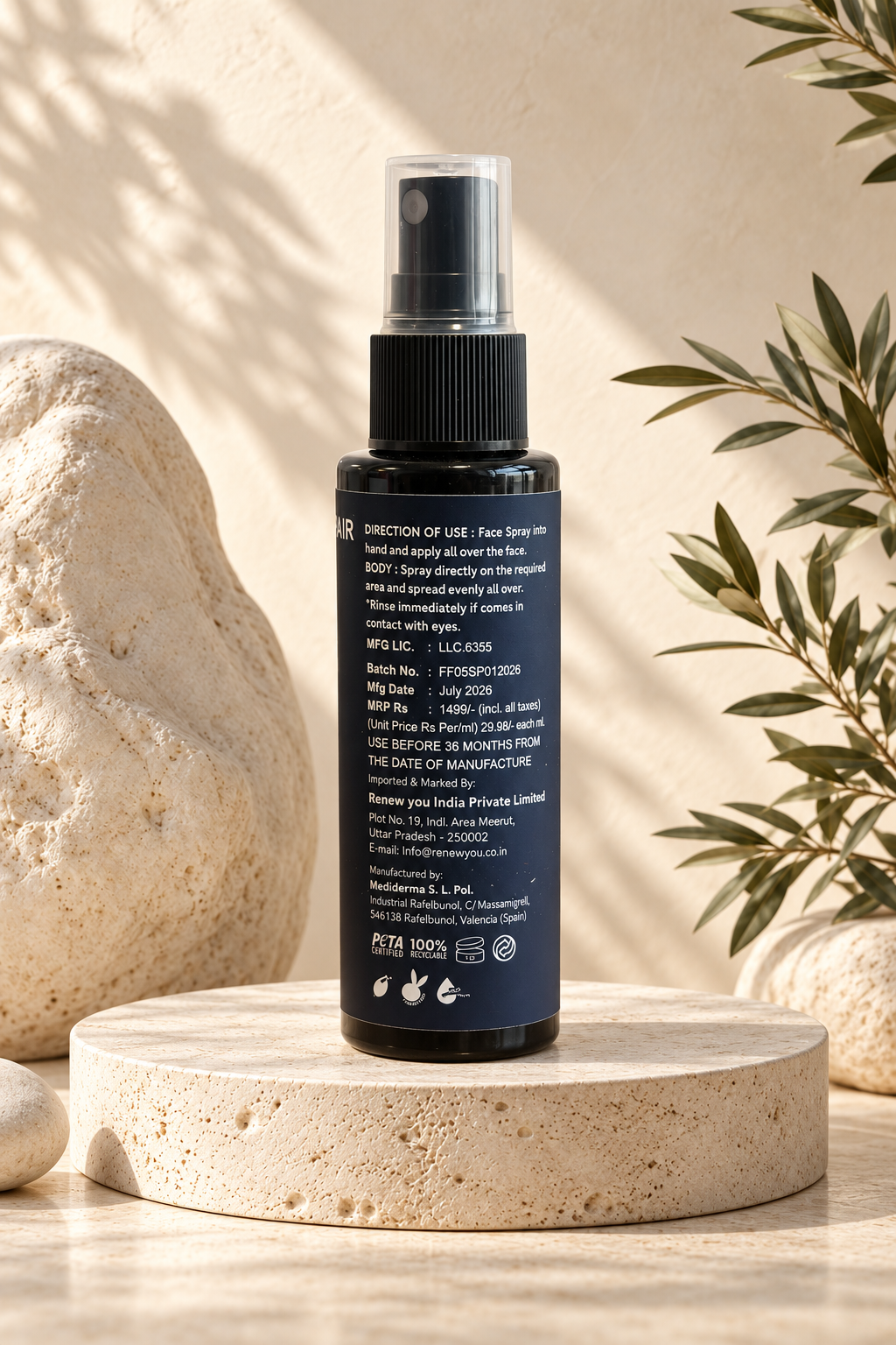 KIYA Barrier Repair Spray directions label
